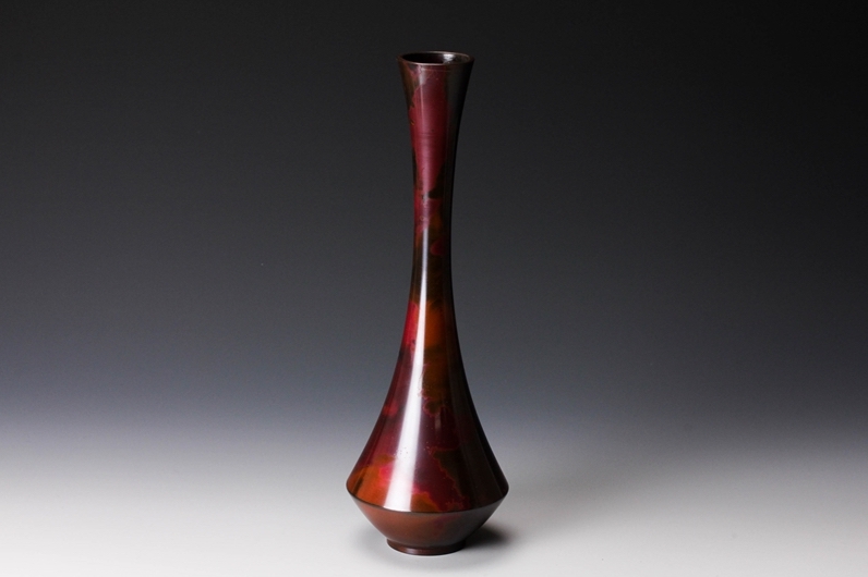 A Bronze Flower Vase by Living National Treasure Takahashi Keiten